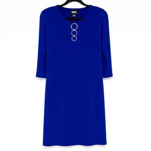 MSK Royal Blue 3/4 Sleeve Silver Ring Neckline Semi‑Formal Dress 3618